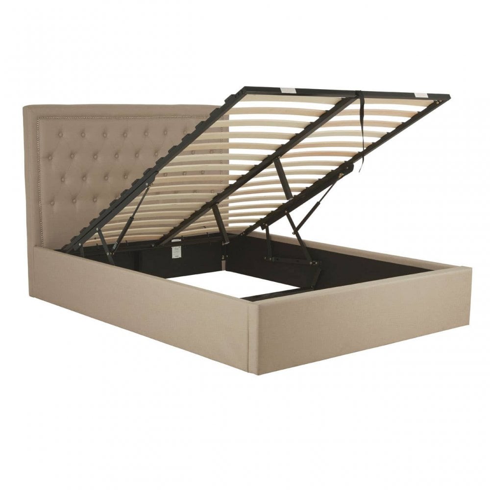 Ava Beige Double Ottoman Bed