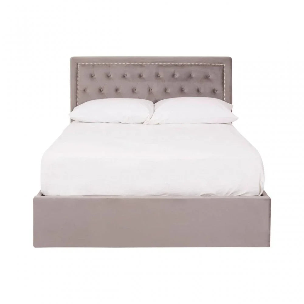 Ava Brushed Steel Velvet Double Bed
