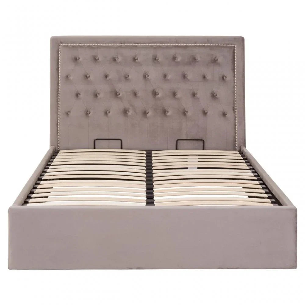 Ava Brushed Steel Velvet Double Bed