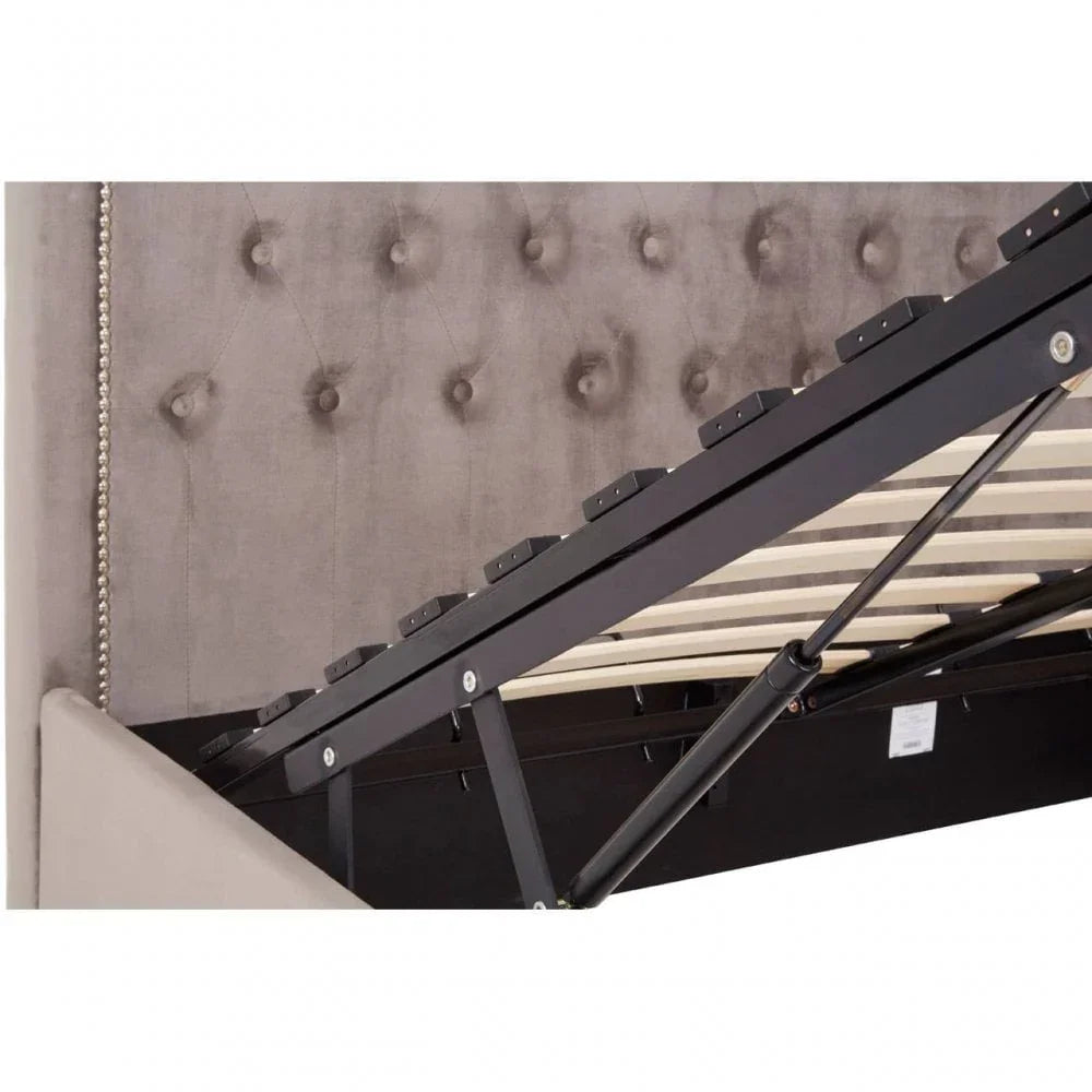 Ava Brushed Steel Velvet Double Bed