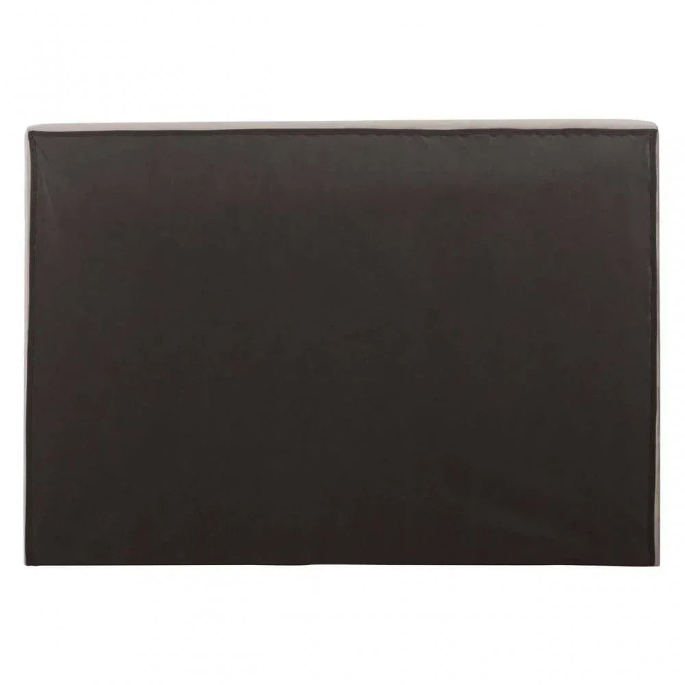 Dark brown faux leather headboard with smooth, rectangular panel design