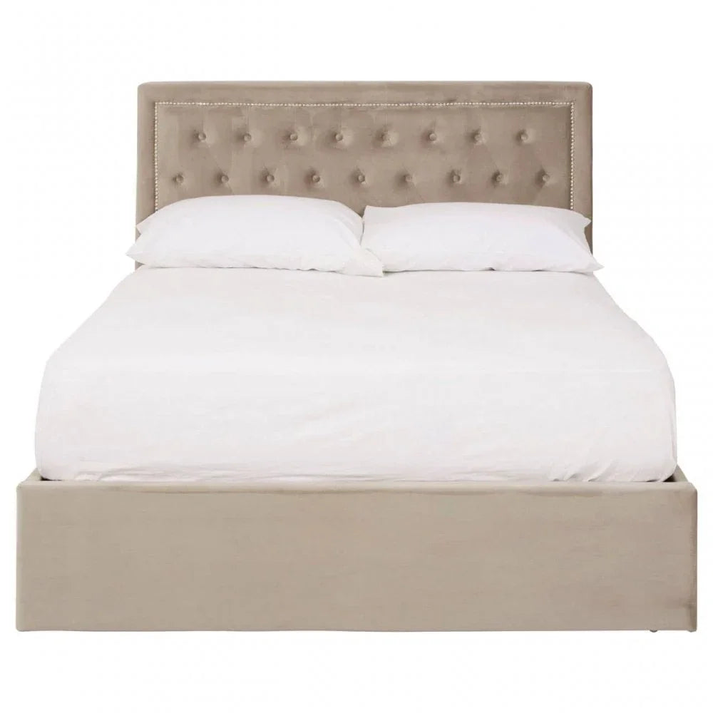 Ava Mink Velvet Double Ottoman Bed