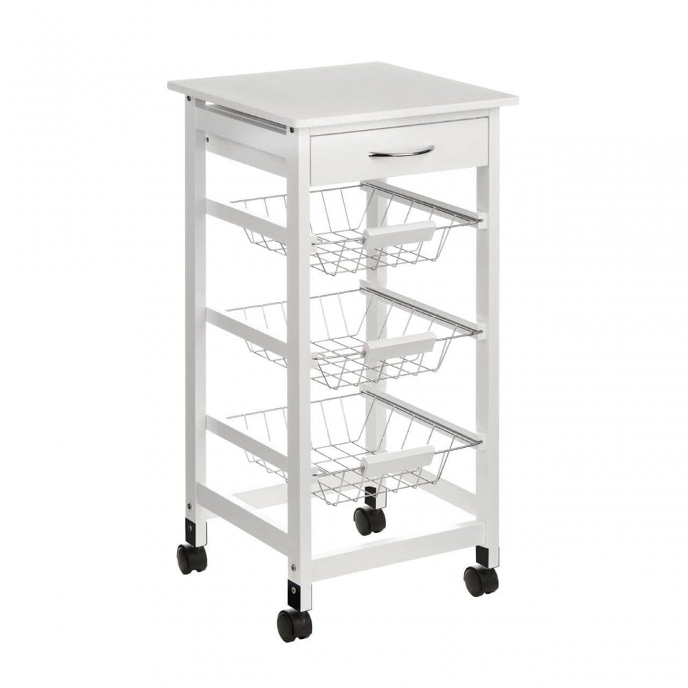 Brent Glenn White Veneer Finish Kitchen Trolley