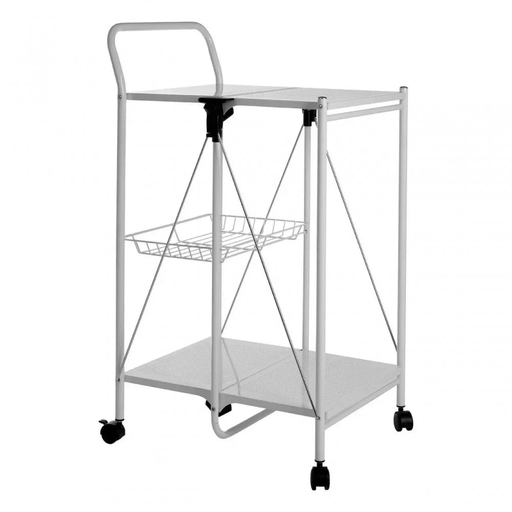 Brent White Rectangular Folding Kitchen Trolley