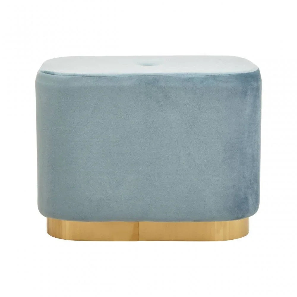 Lennox Blue Stool With Matte Gold Base