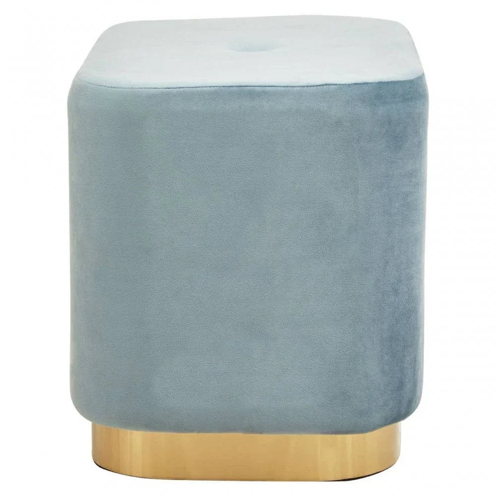 Lennox Blue Stool With Matte Gold Base