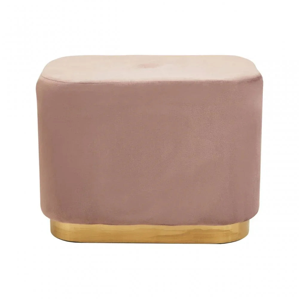 Lennox Dusky Pink Stool With Matte Gold Base