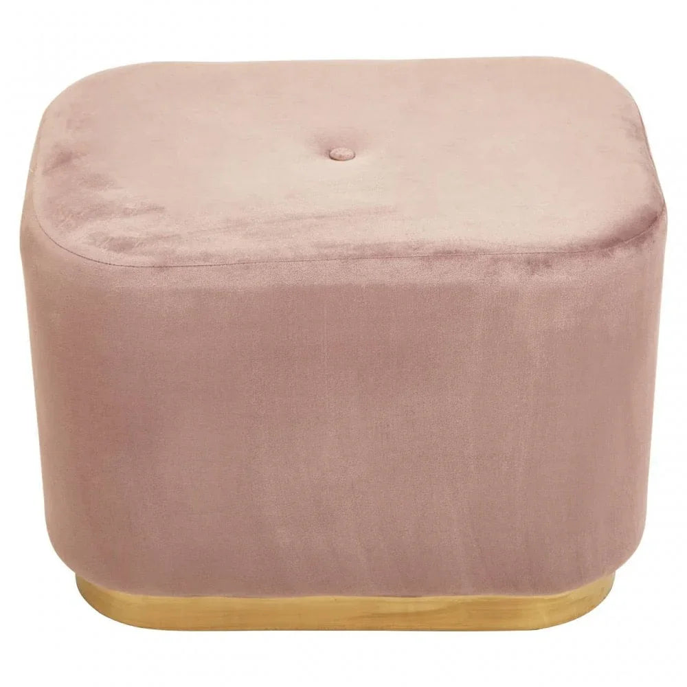 Lennox Dusky Pink Stool With Matte Gold Base