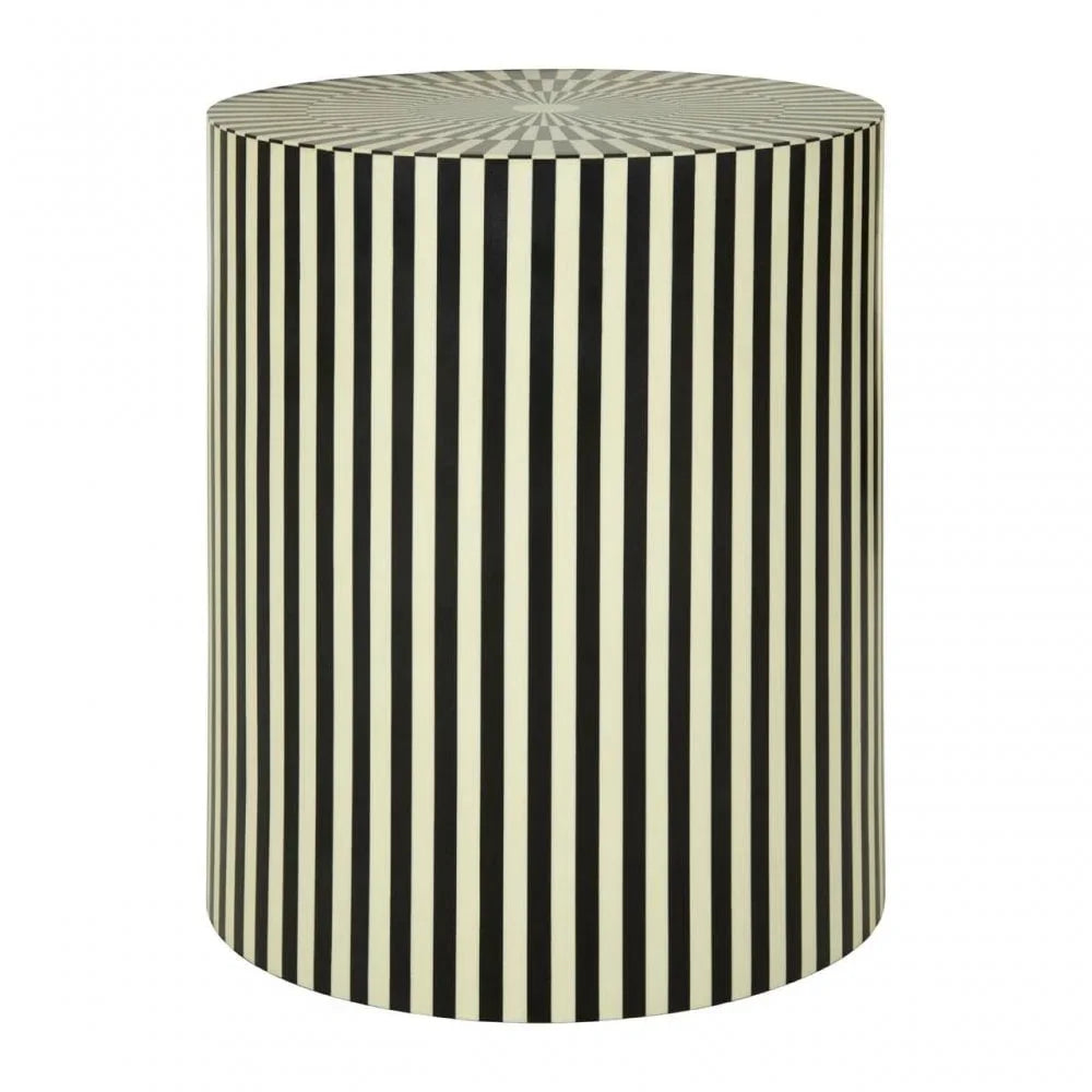 Lena Ivory And Black Cylinder Stool