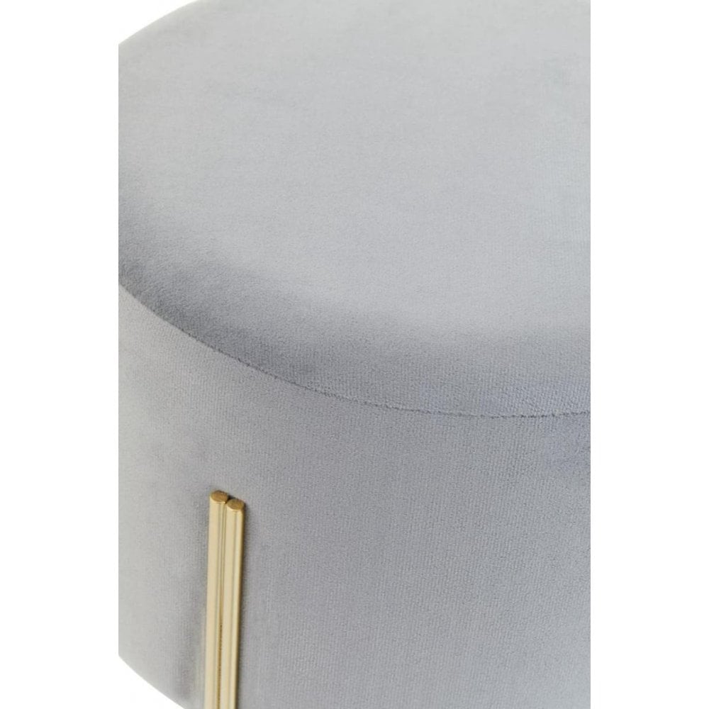 Darian Round Grey Velvet Stool