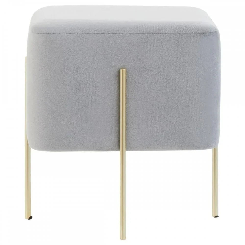 Darian Square Grey Velvet Stool