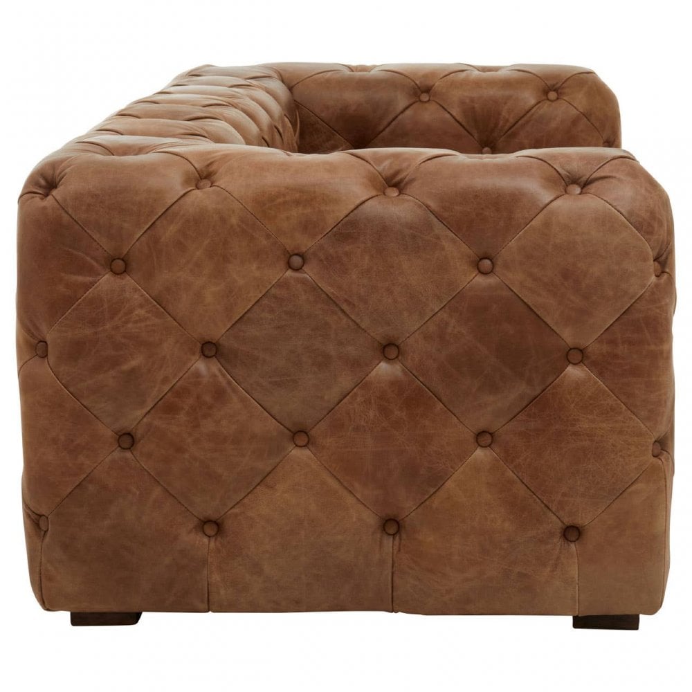 Everett Three Seat Tufted Leather Sofa