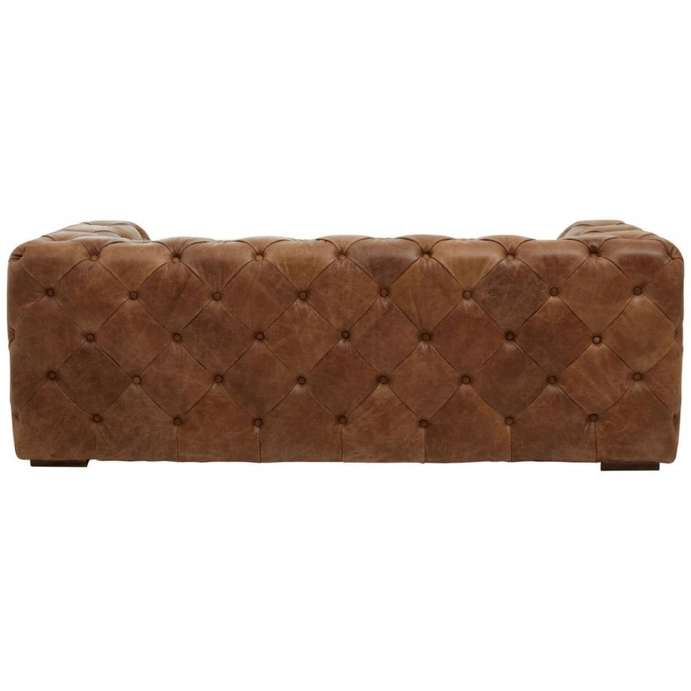 Everett Three Seat Tufted Leather Sofa