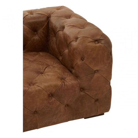 Everett Three Seat Tufted Leather Sofa