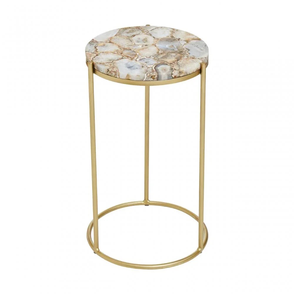 Aveline Brown Agate Gold Frame Side Table