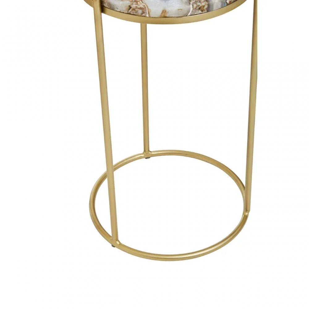 Aveline Brown Agate Gold Frame Side Table