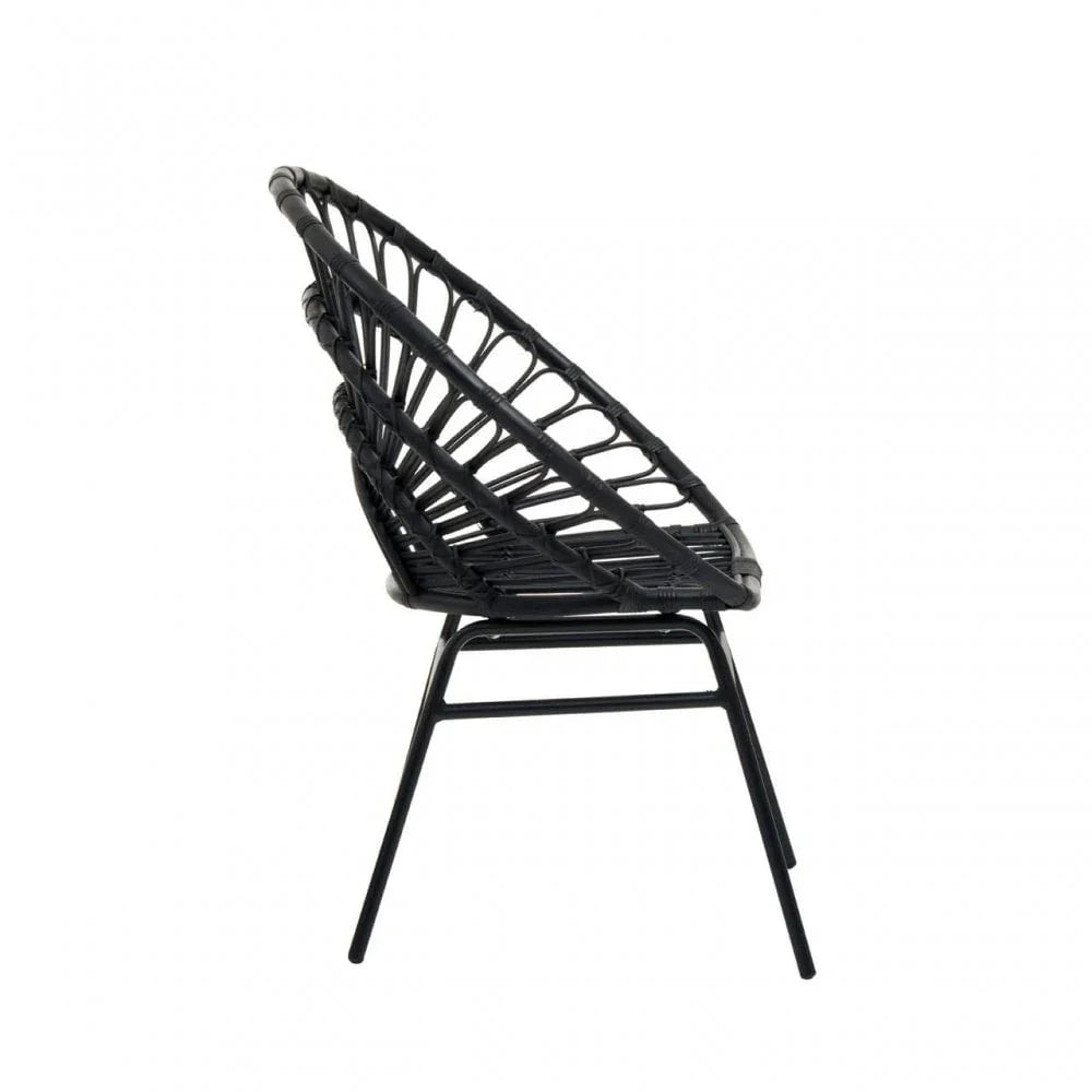 Montrose Black Natural Rattan Flared Back Chair