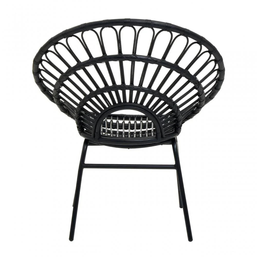 Montrose Black Natural Rattan Flared Back Chair
