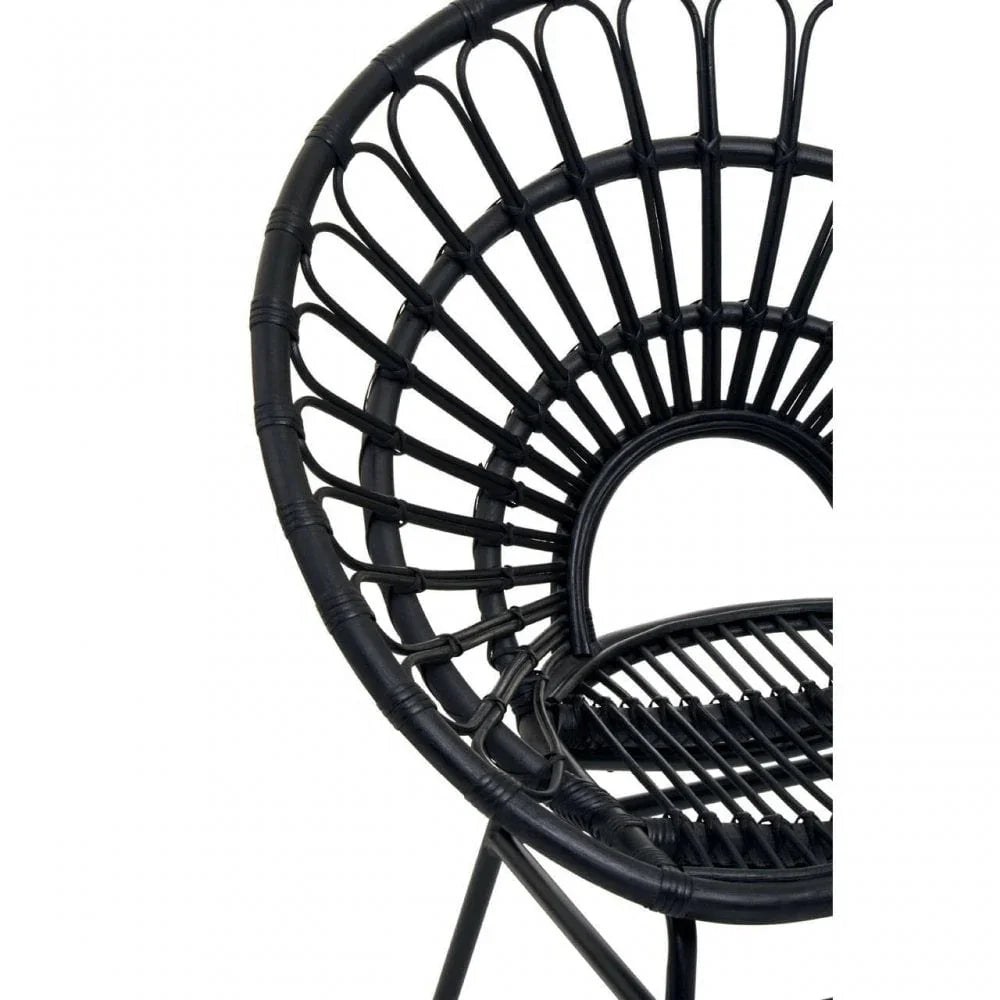 Montrose Black Natural Rattan Flared Back Chair