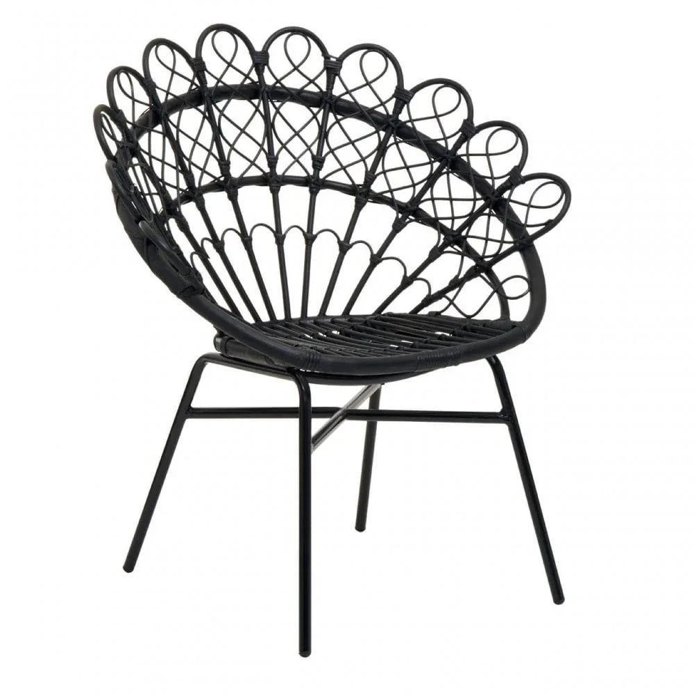 Montrose Black Natural Rattan Peacock Chair