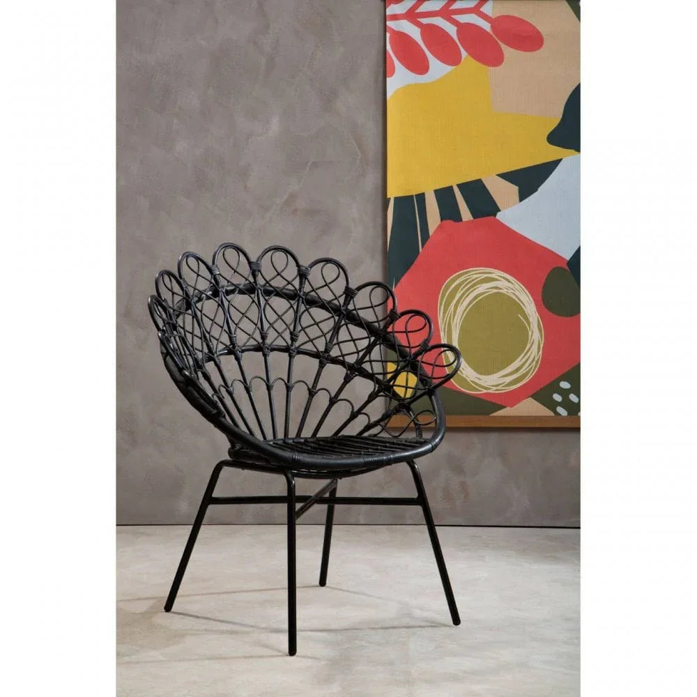 Montrose Black Natural Rattan Peacock Chair