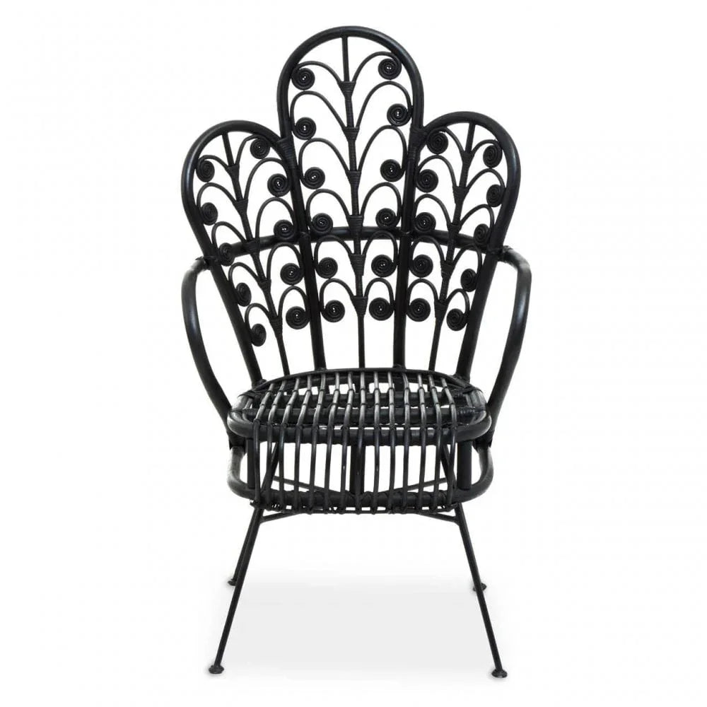 Montrose Black Natural Rattan Scalloped Back Chair