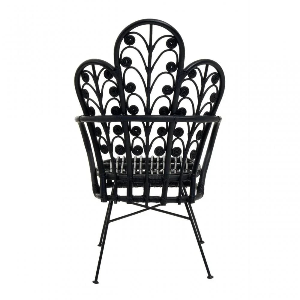 Montrose Black Natural Rattan Scalloped Back Chair