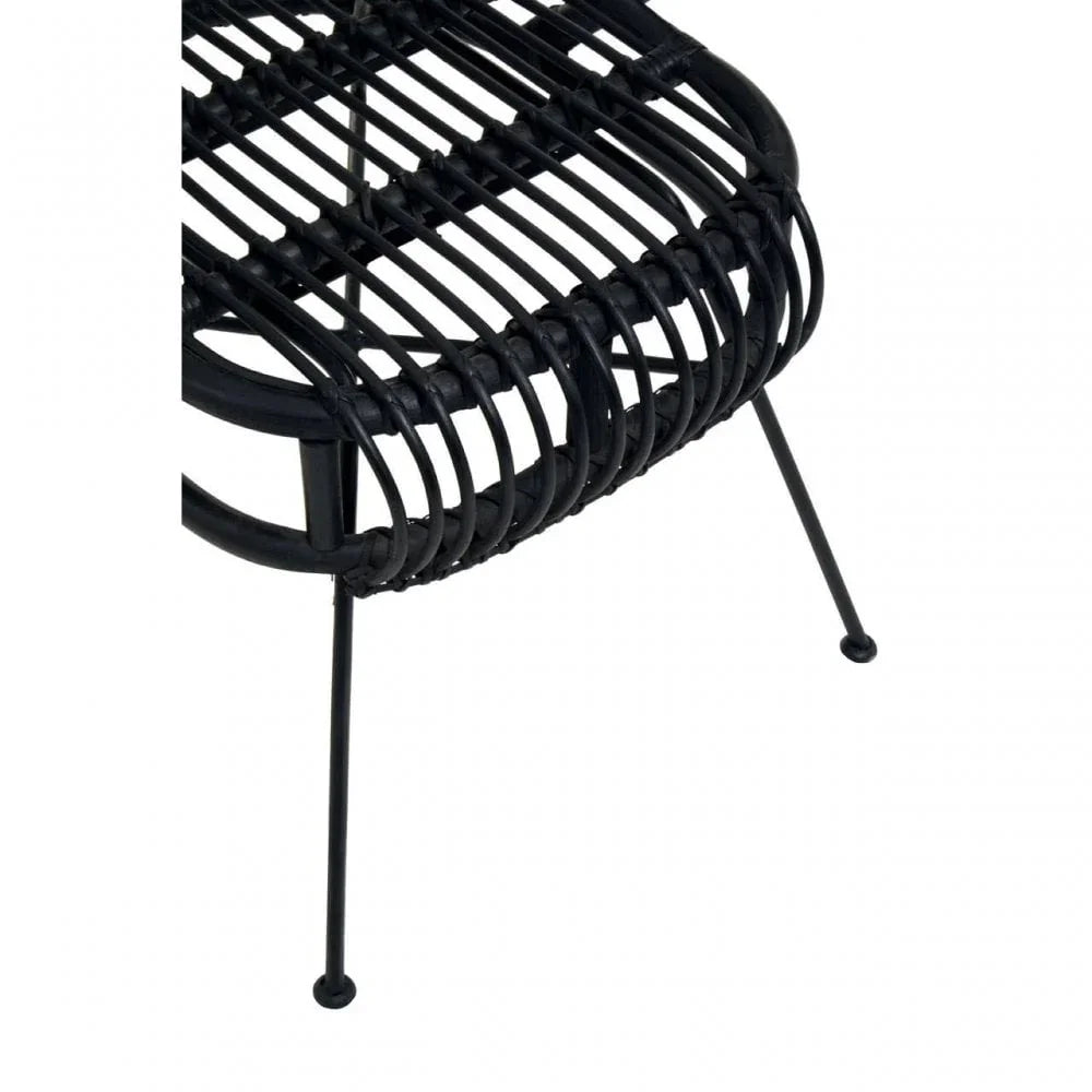 Montrose Black Natural Rattan Scalloped Back Chair