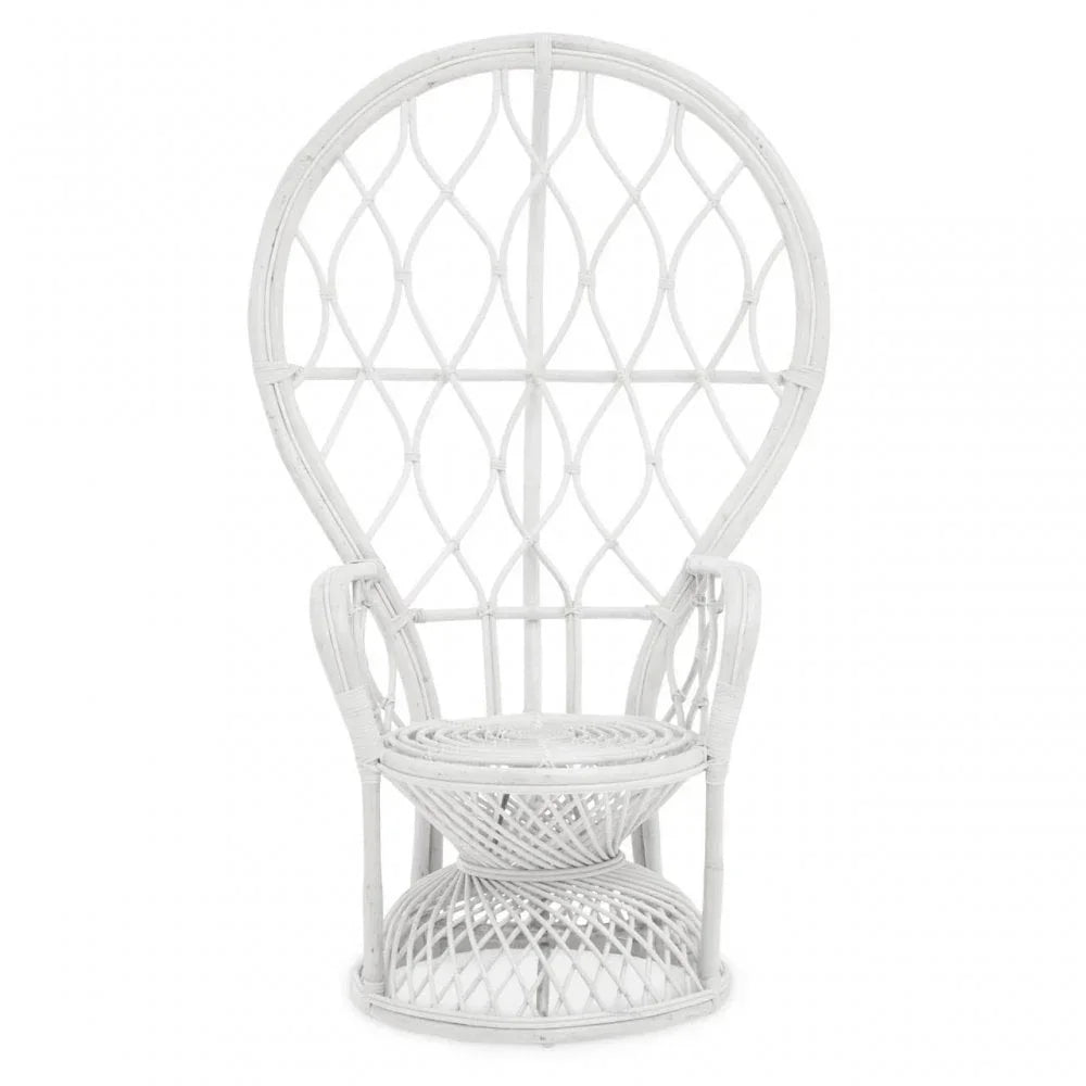 Montrose Grey And White Natural Rattan Curved Chair