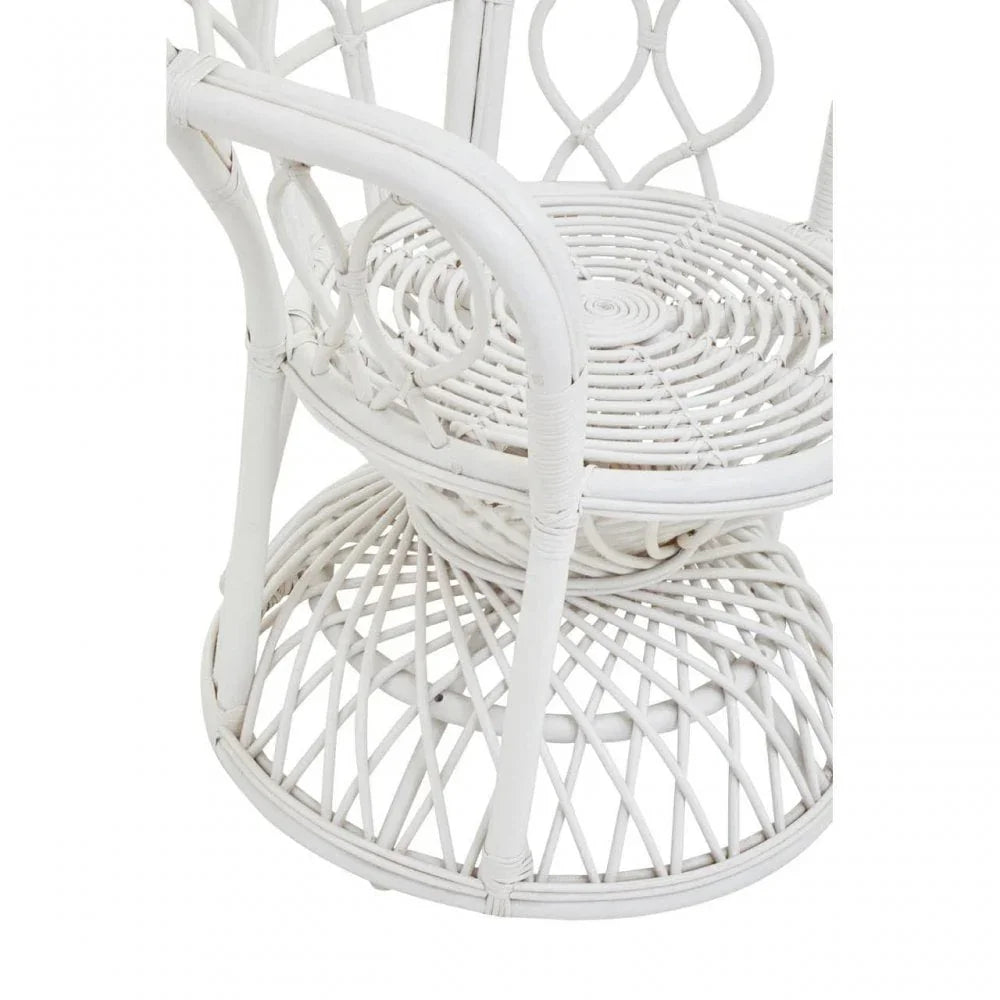 Montrose Grey And White Natural Rattan Curved Chair
