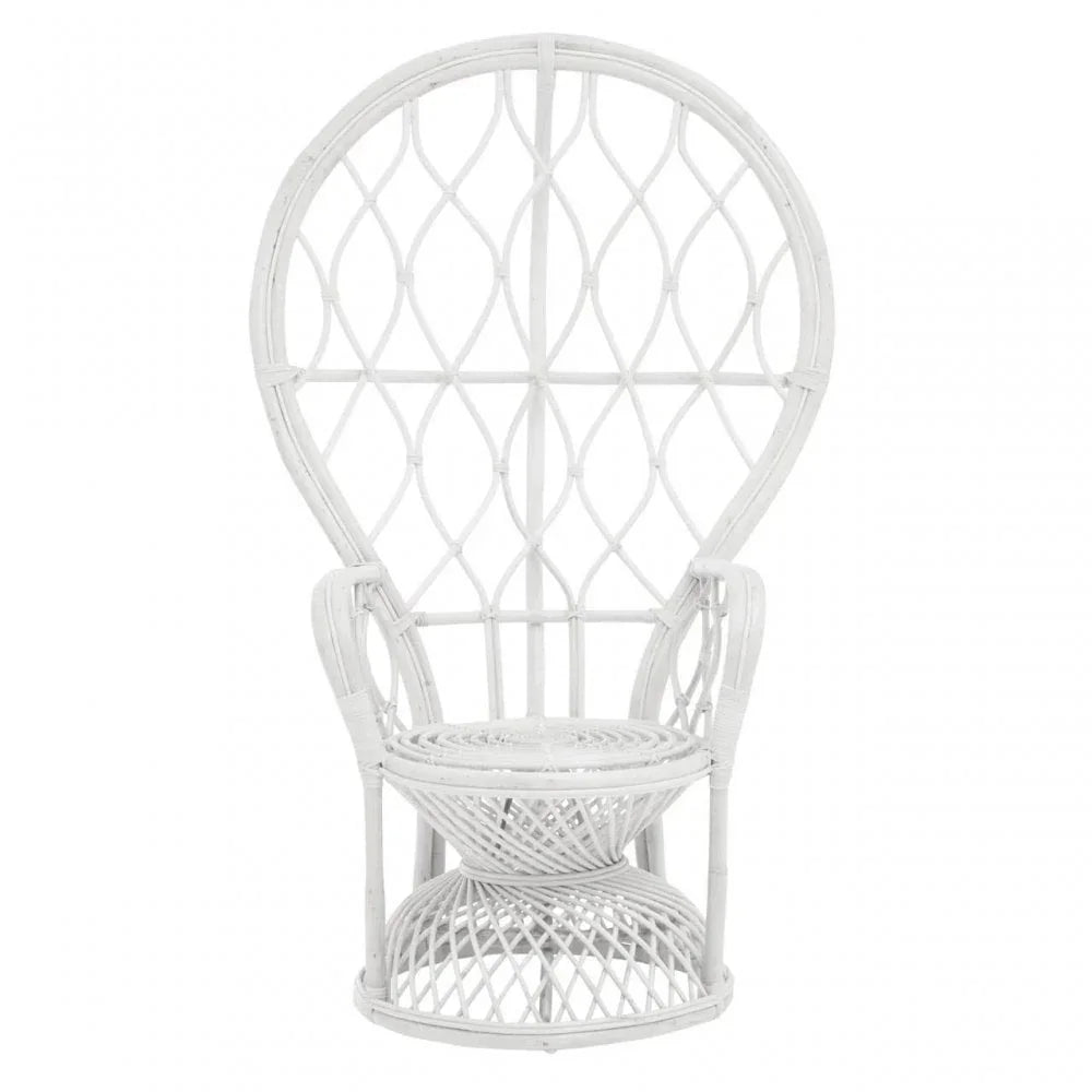 Montrose Grey And White Natural Rattan Curved Chair