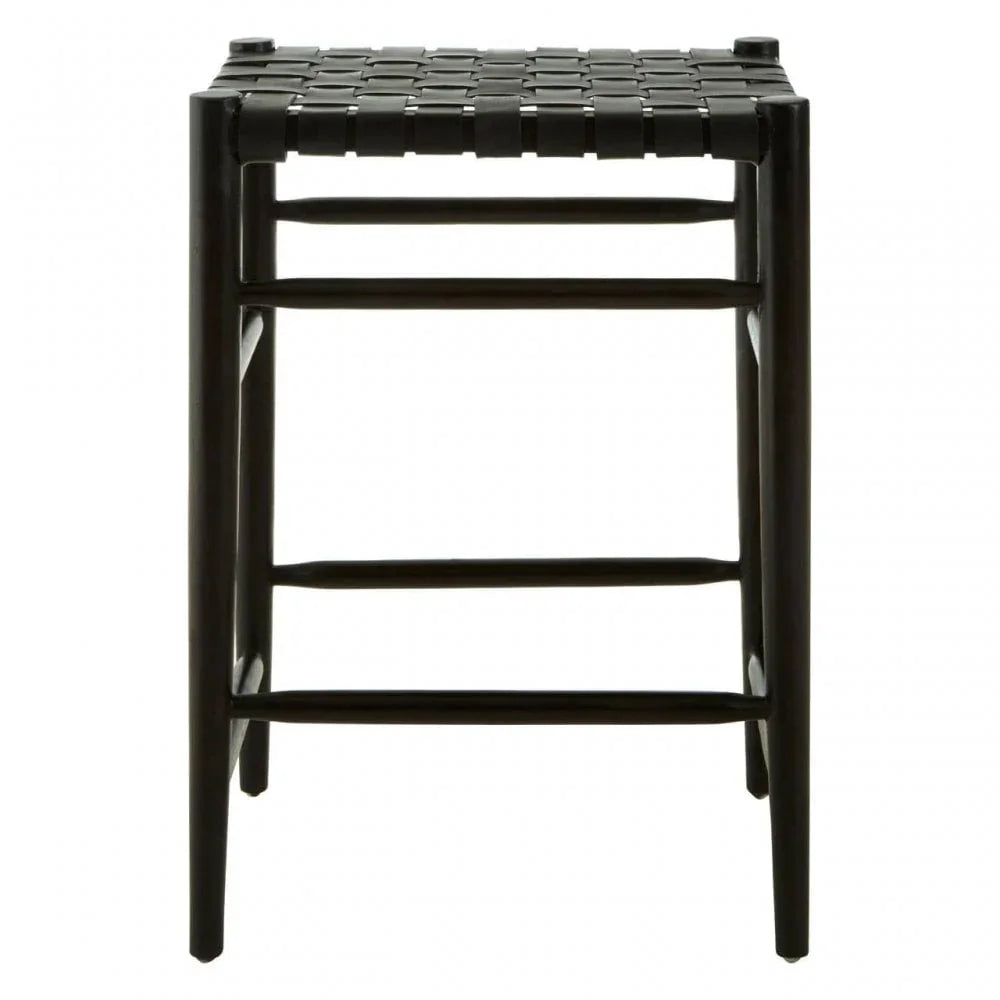 Alden Bar Stool With Black Cow Leather Strap