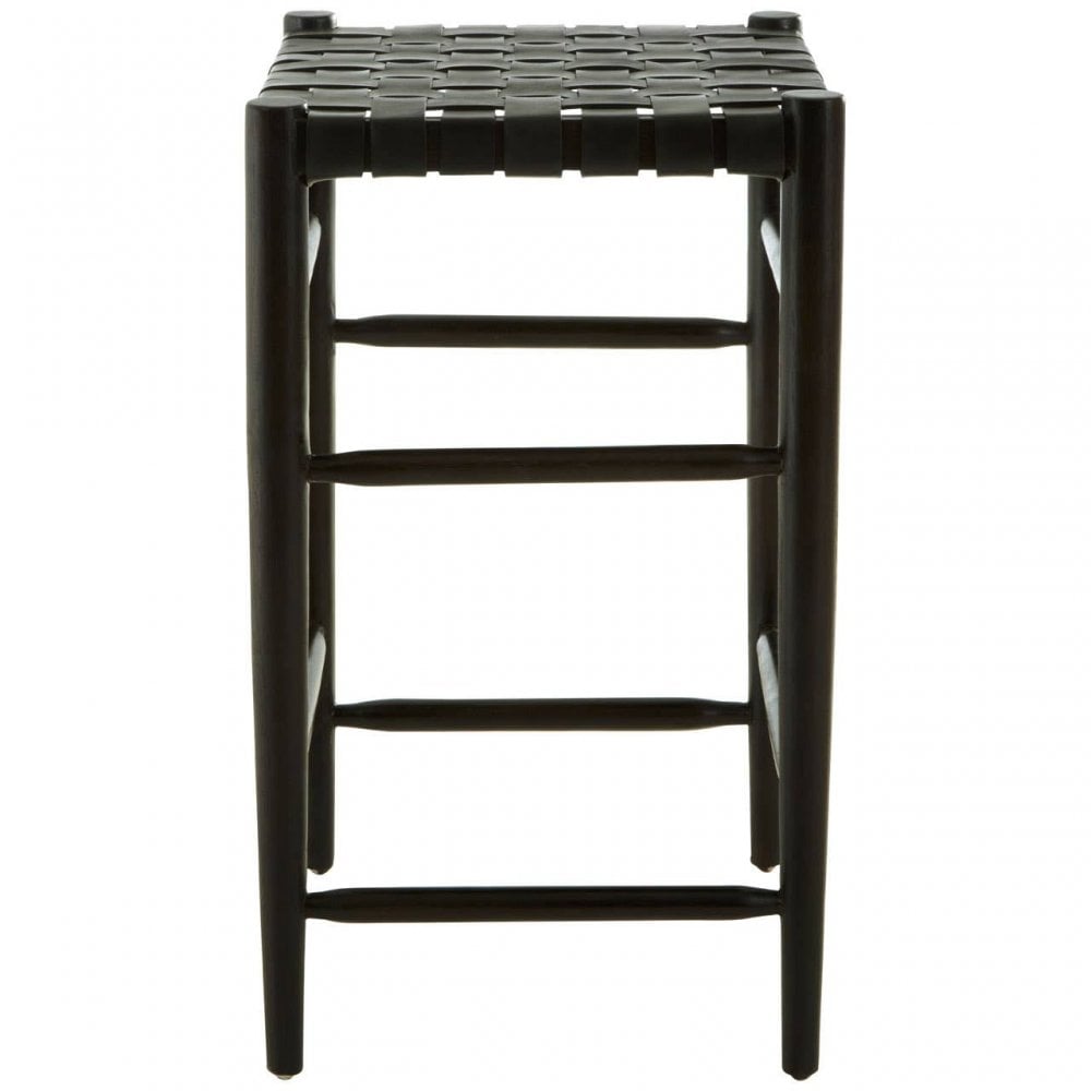 Alden Bar Stool With Black Cow Leather Strap
