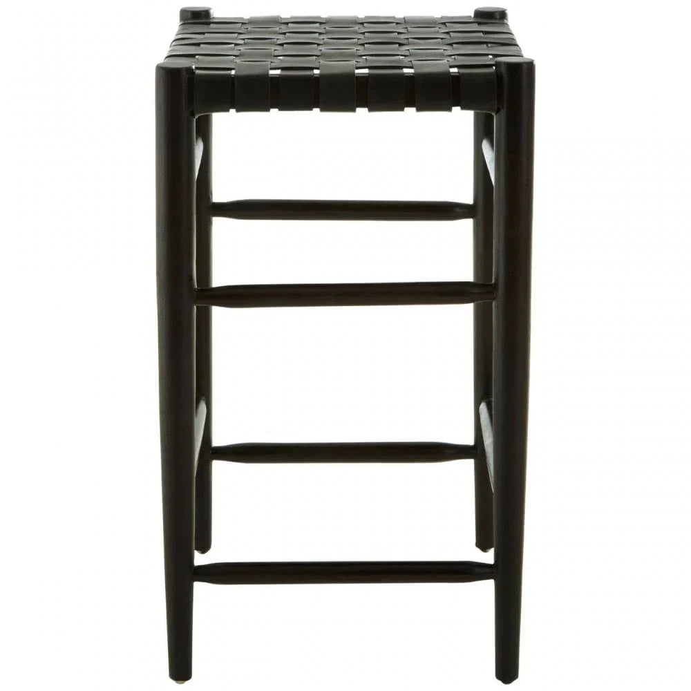 Alden Bar Stool With Black Cow Leather Strap