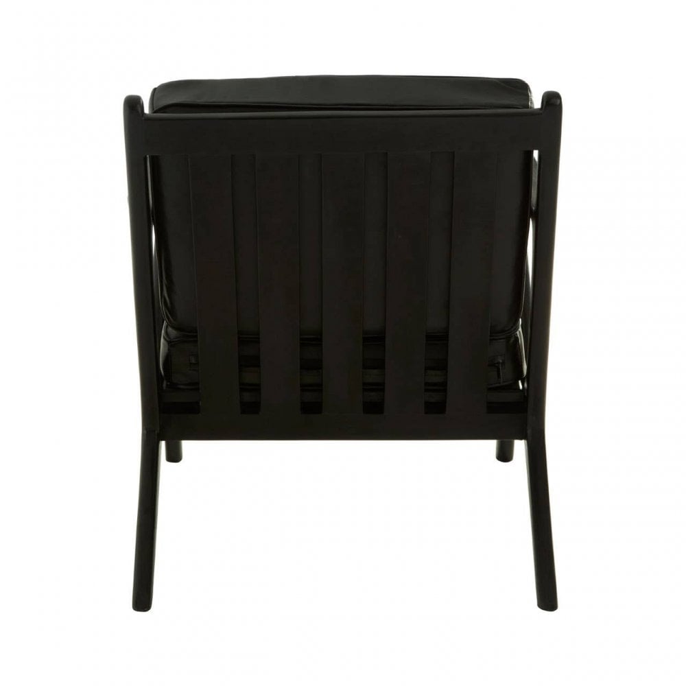Alden Black Leather and Teak Chair
