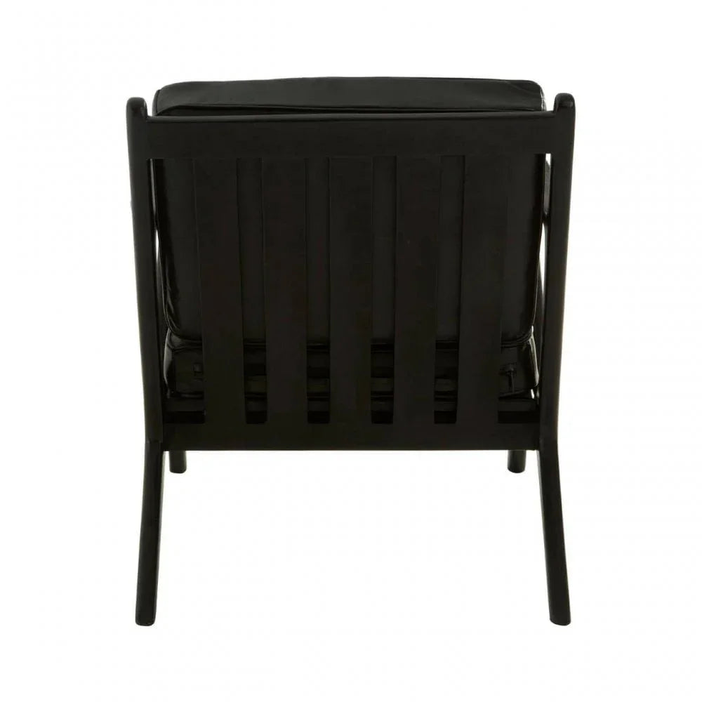 Alden Black Leather and Teak Chair
