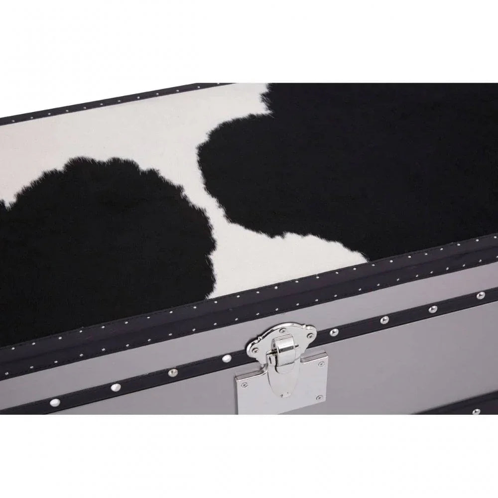 Lancaster Townhouse Black And White Genuine Cowhide 3 Drawer Cabinet