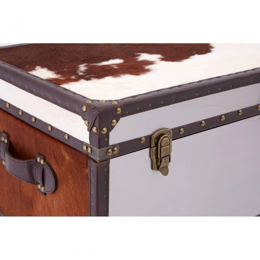 Lancaster Townhouse Brown And White Genuine Cowhide Storage Trunk