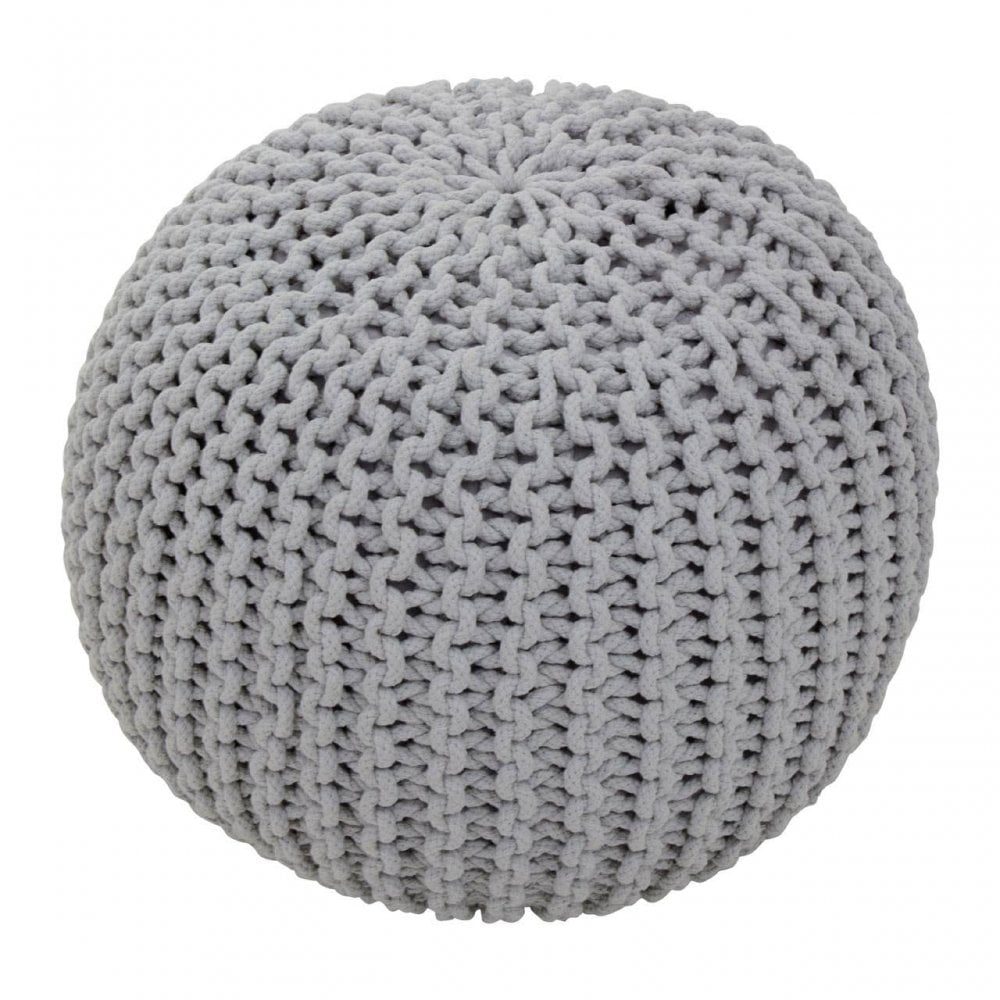 Brayden Grey Knit Pouffe