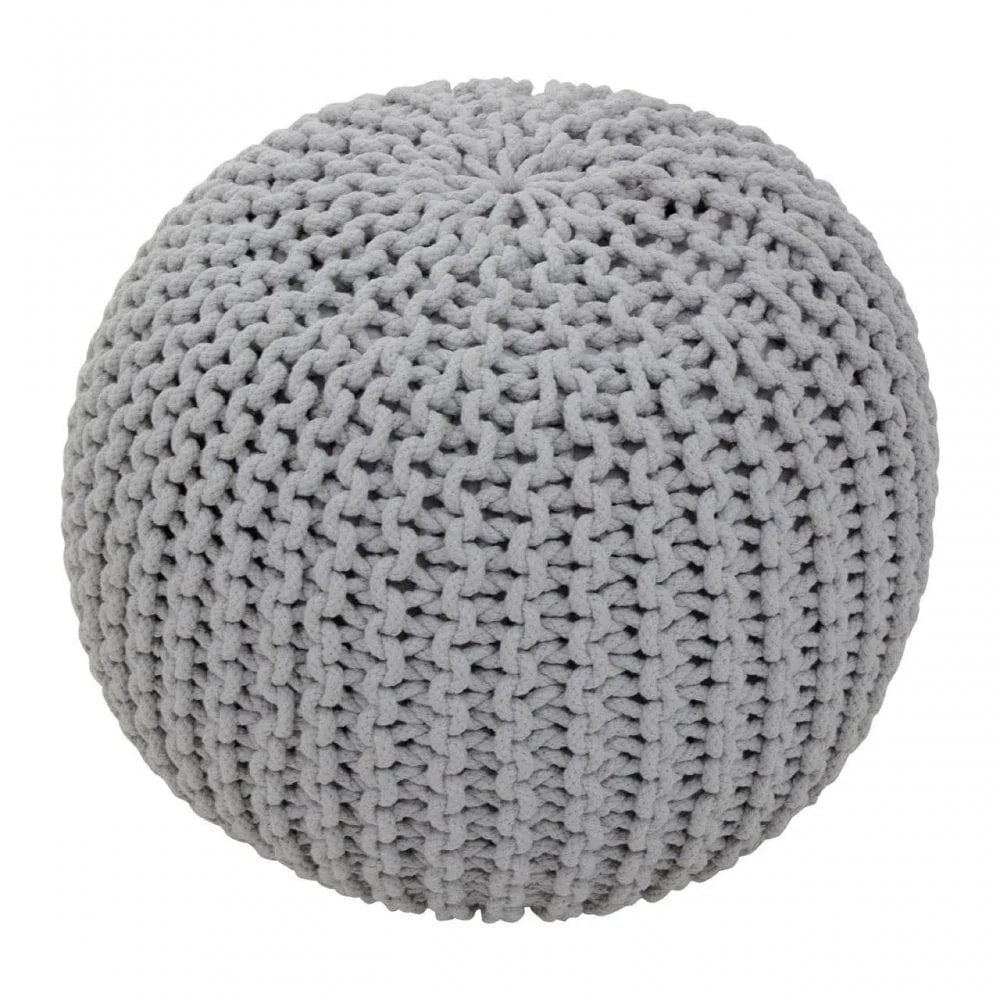 Brayden Grey Knit Pouffe