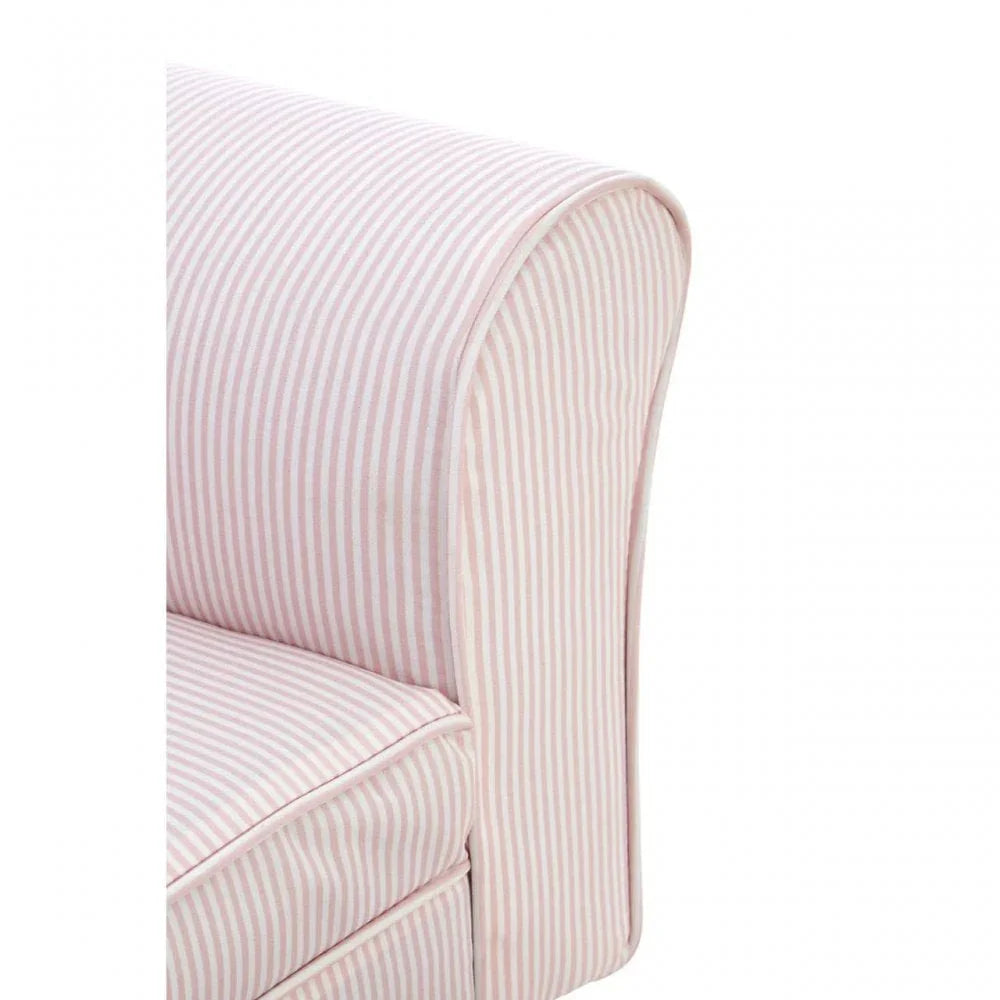 Brayden Pink And White Stripe Rocker With Footstool