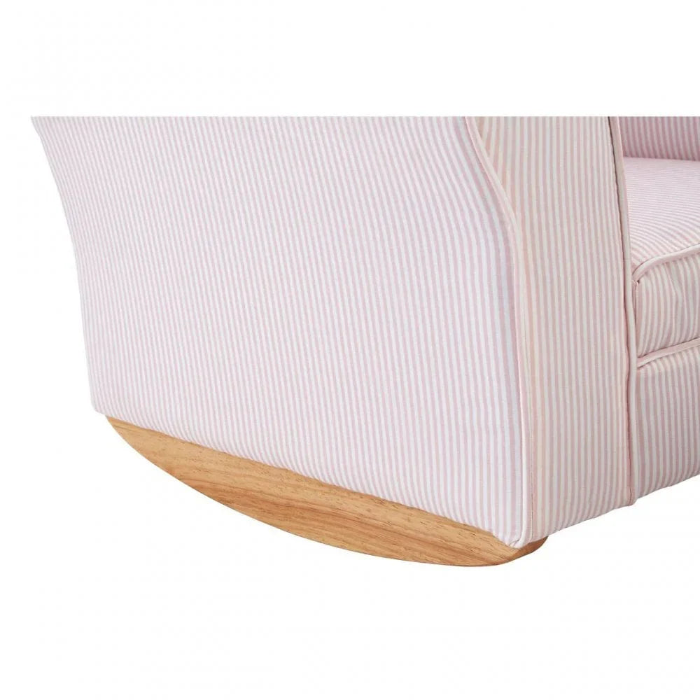 Brayden Pink And White Stripe Rocker With Footstool
