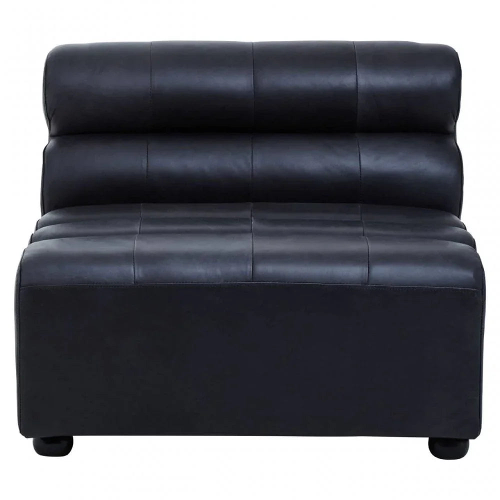 Hudson Armless Distressed Slate Leather Sofa Chair