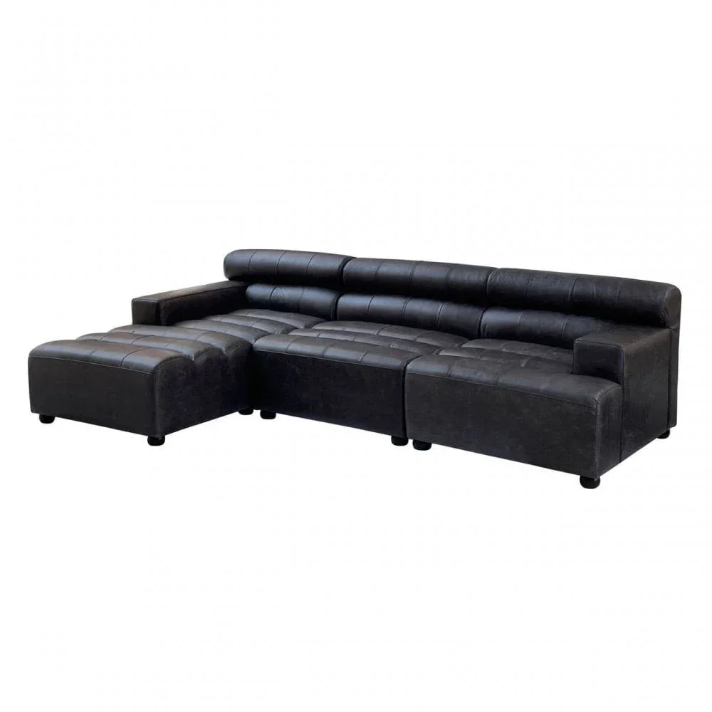 Hudson Armless Distressed Slate Leather Sofa Chair