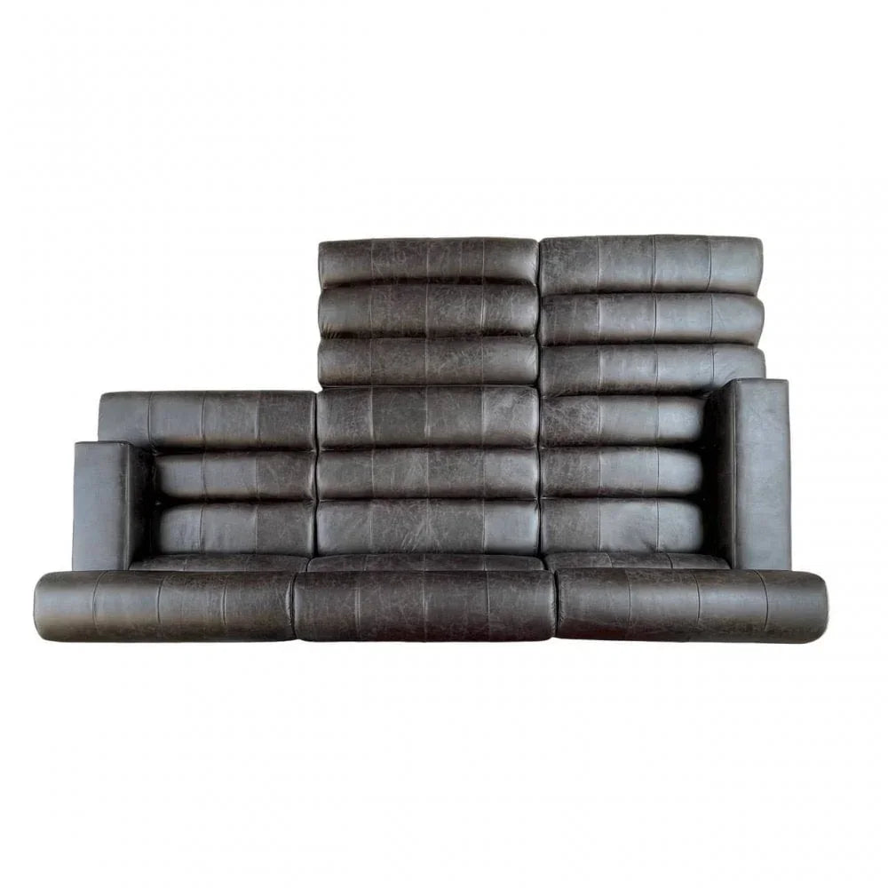 Hudson Armless Distressed Slate Leather Sofa Chair