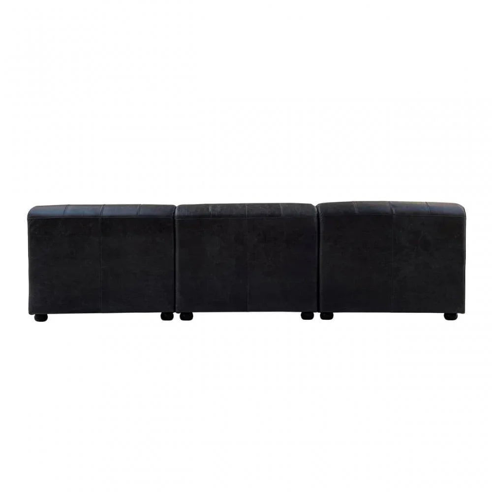 Hudson Armless Distressed Slate Leather Sofa Chair