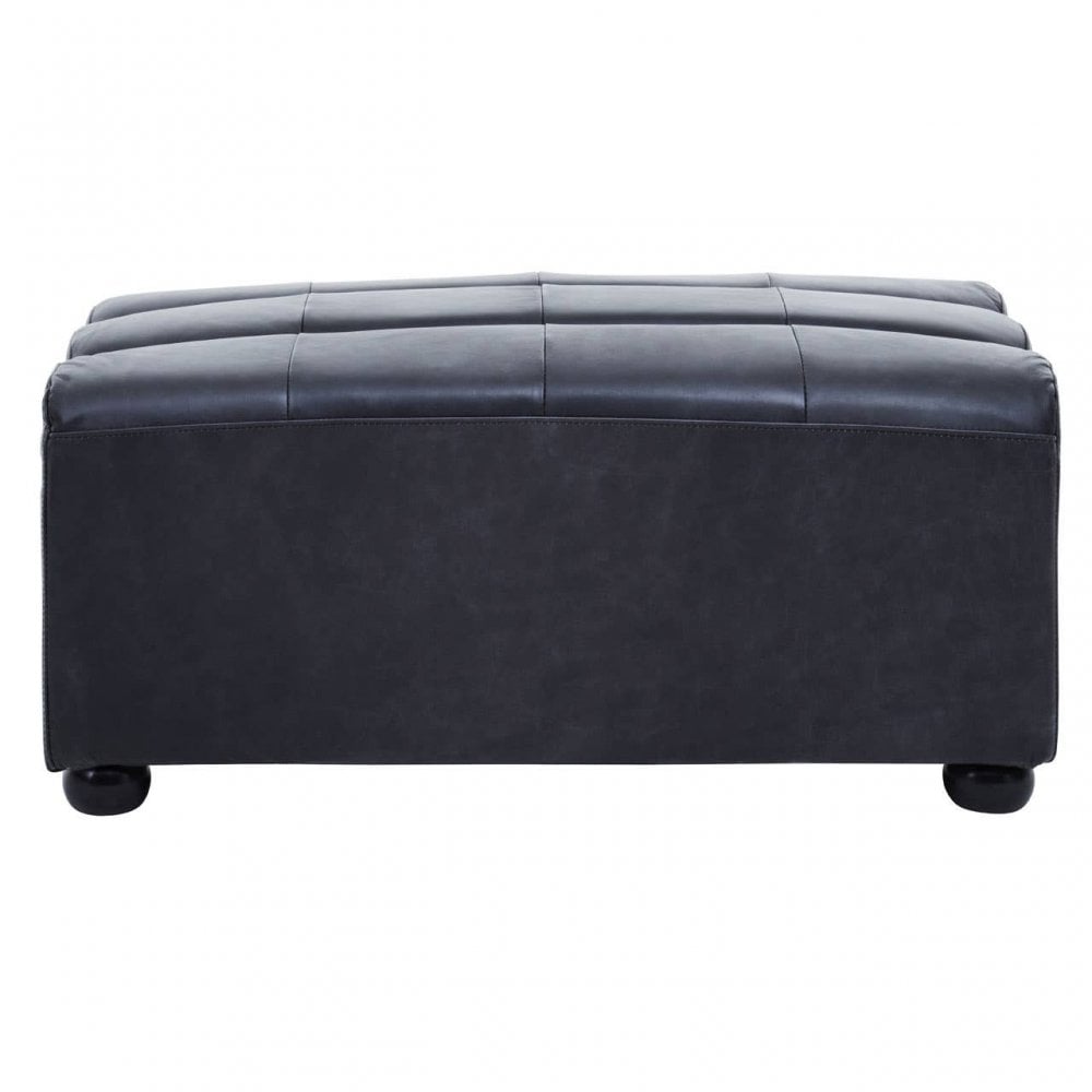 Hudson Distressed Slate Leather Ottoman