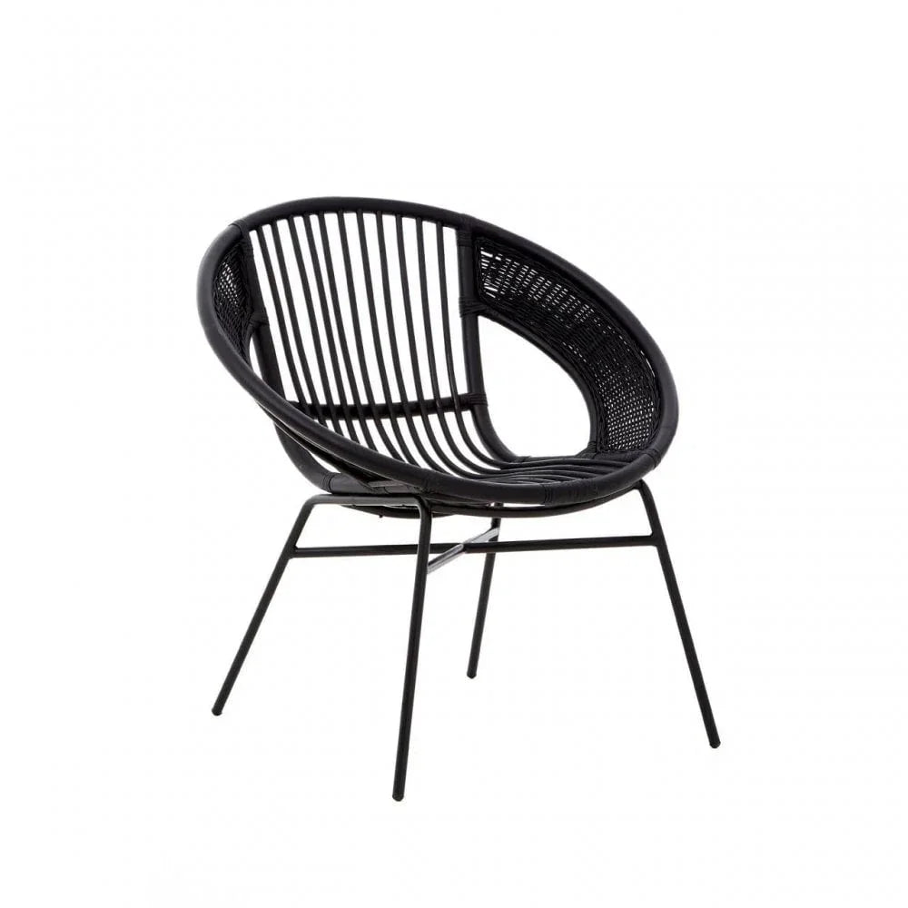 Brixton Black Natural Rattan And Iron Black Chair