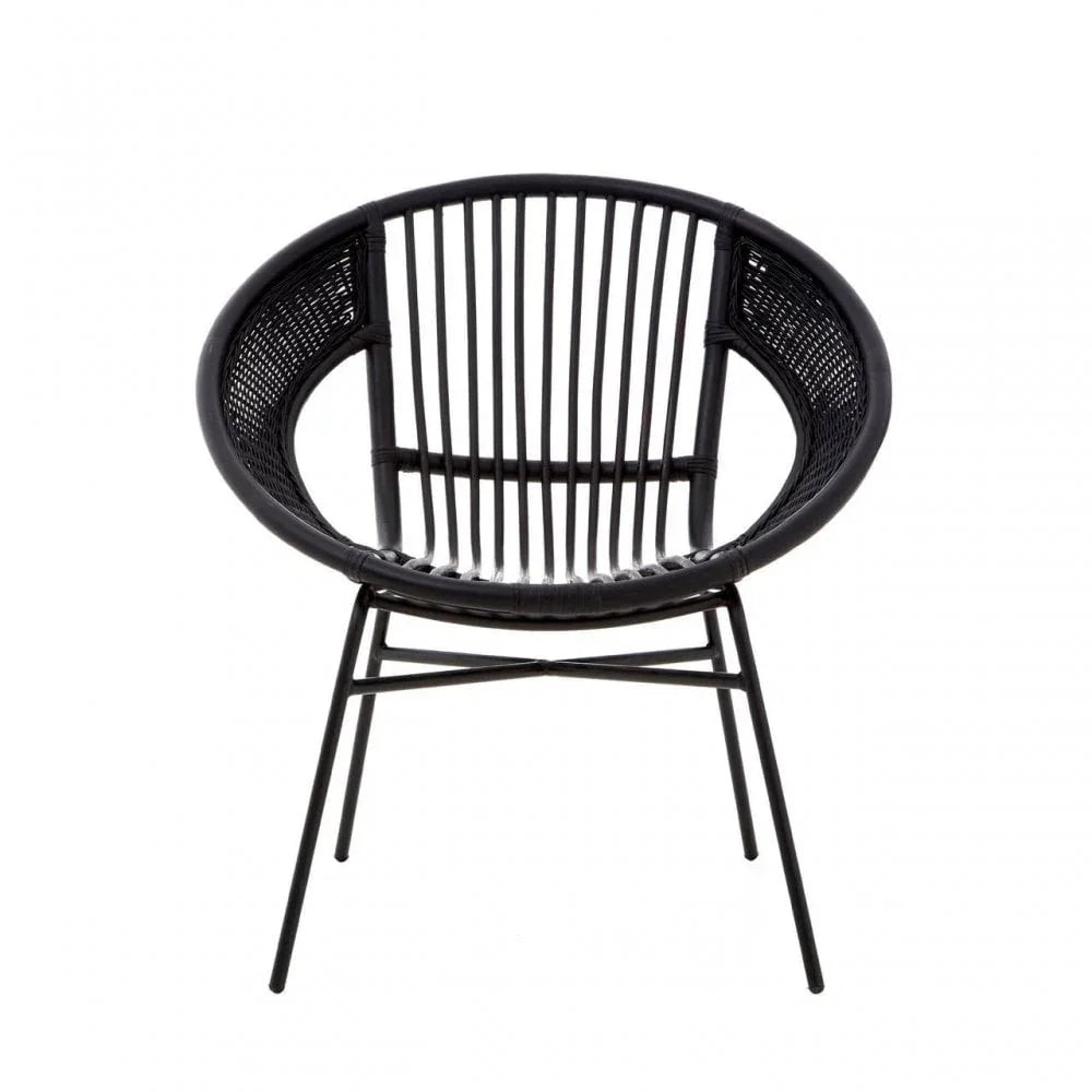 Brixton Black Natural Rattan And Iron Black Chair