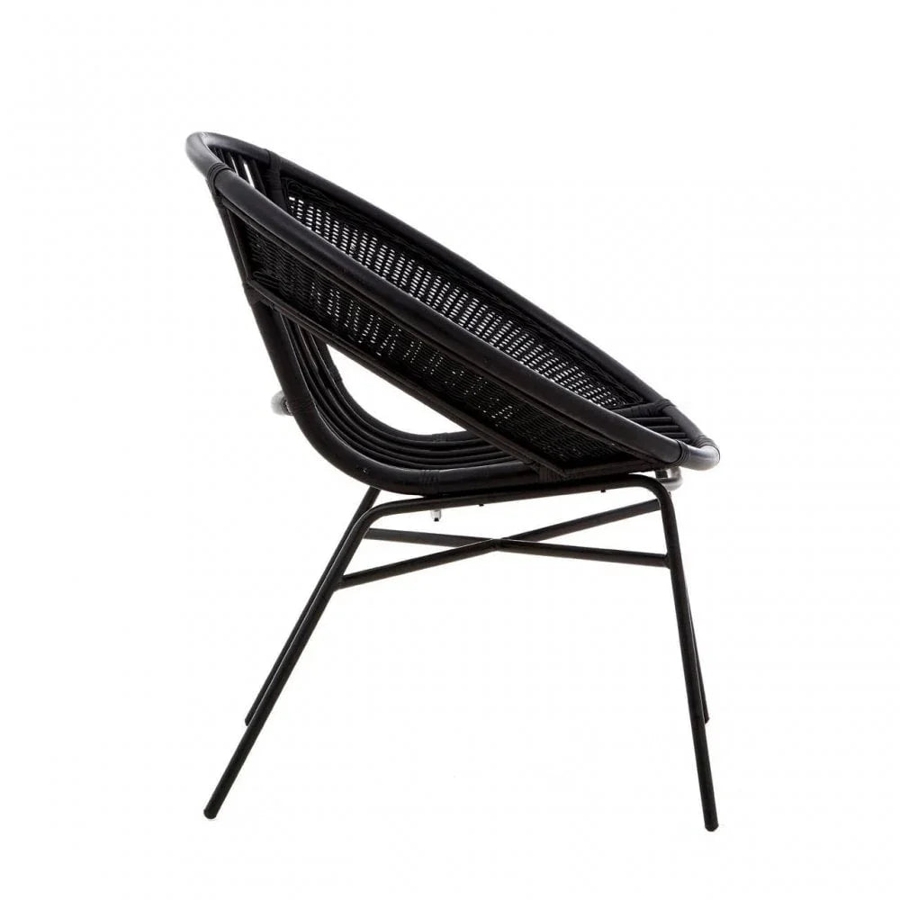 Brixton Black Natural Rattan And Iron Black Chair